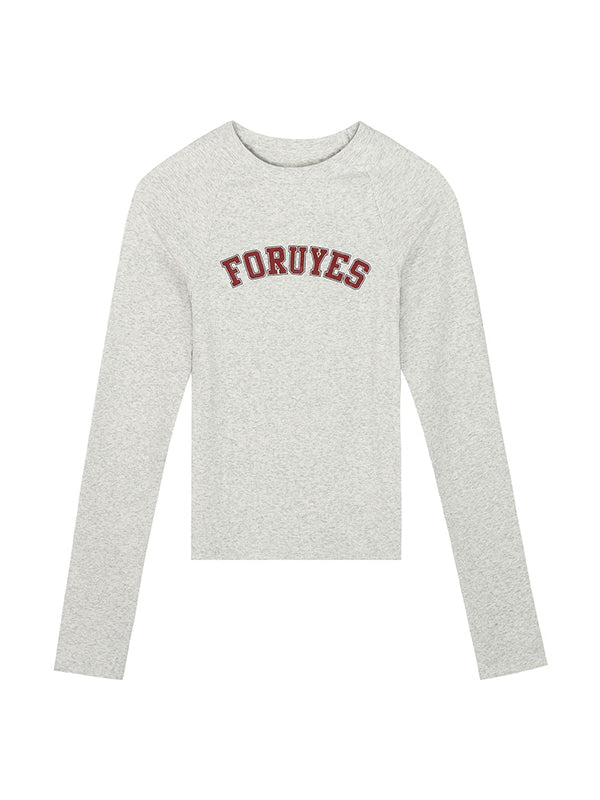 Letter Print Slim Long Sleeve Knit