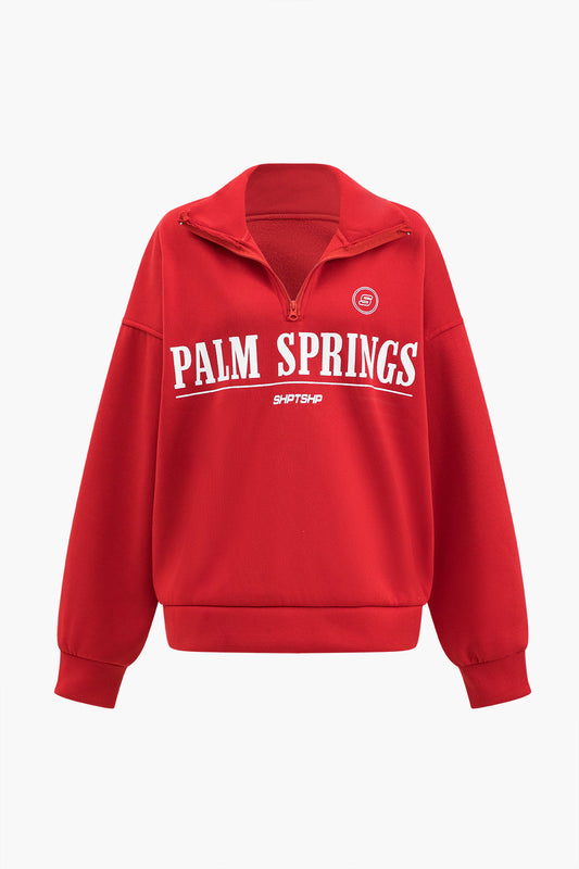 Letter Print Zipper Sweatshirt