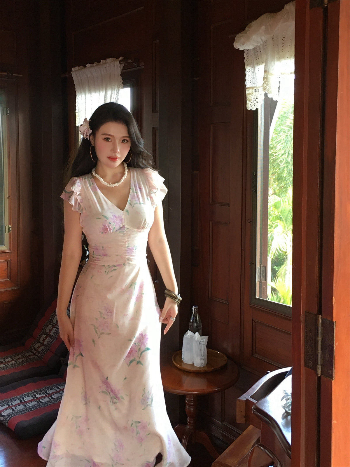 French Romantic Floral Maxi Dress – Elegant Long Gown for Spring gunne sax vintage dress