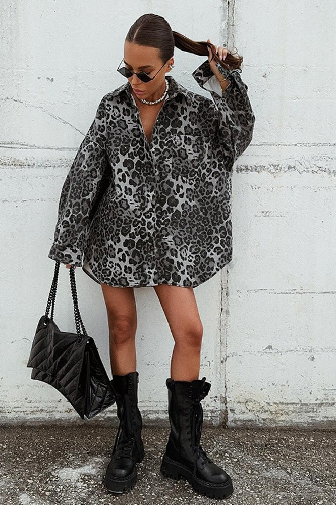 Autumn Vintage Leopard Print Casual Blouse