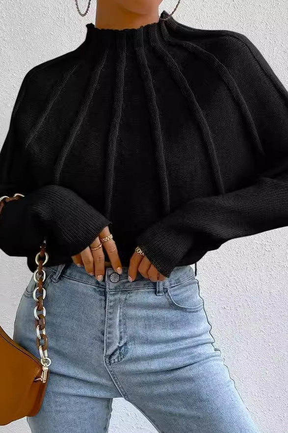 Half Turtleneck Batwing Knit Sweater
