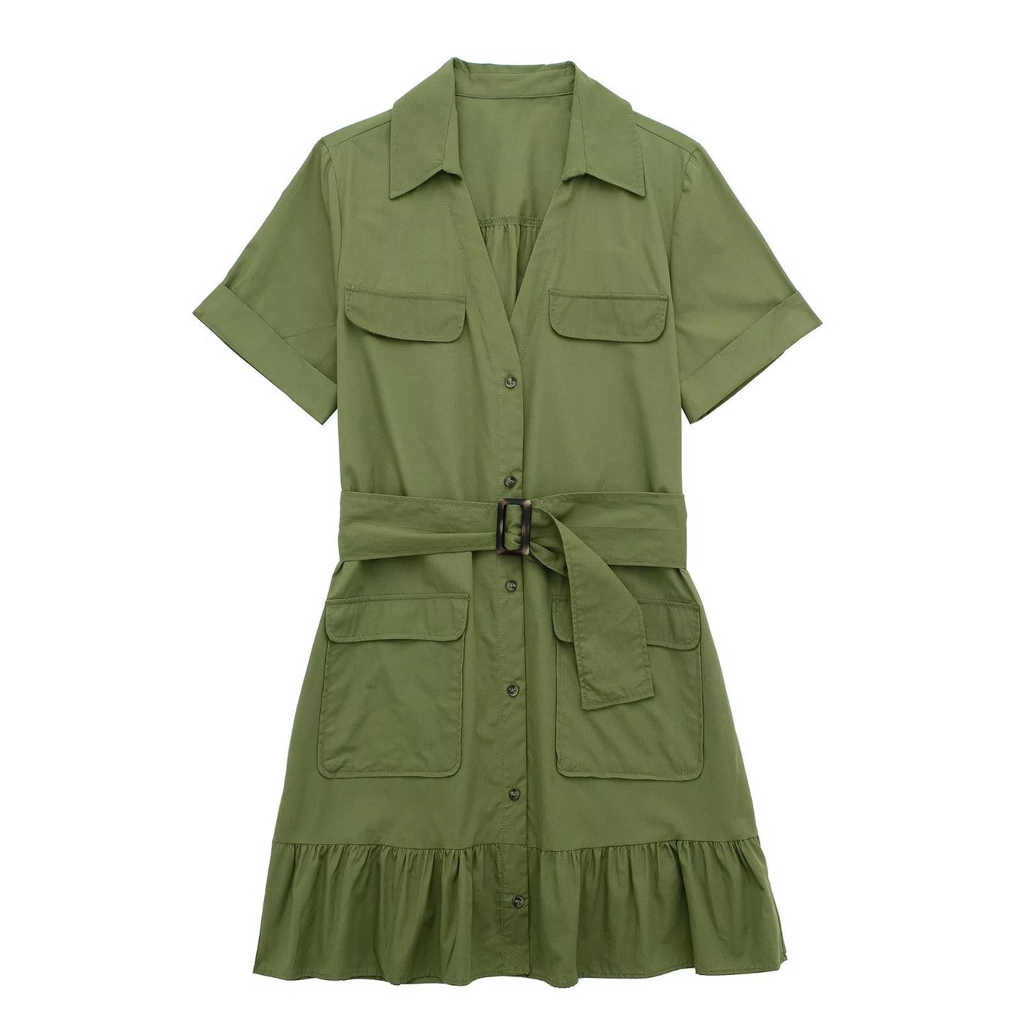 Spring Women Clothing Simple Graceful Waistband Poplin Dress – Elegant Floral Print Midi Dress