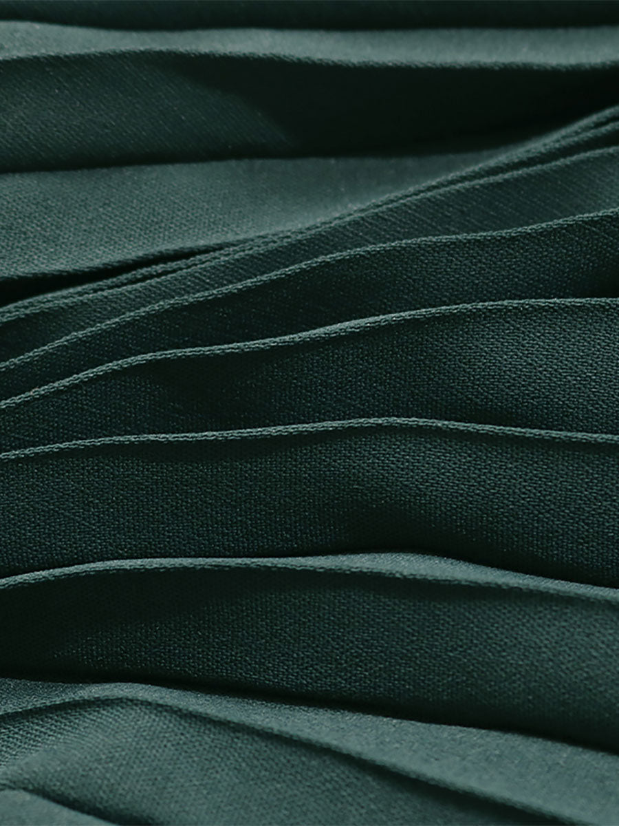 Midi Dresses Dark Green V-Neck Long Sleeves Fall Dresses For Women