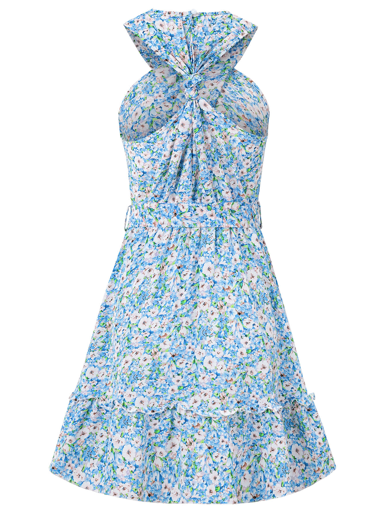 Ariana Halter Floral Mini Dress - Blue