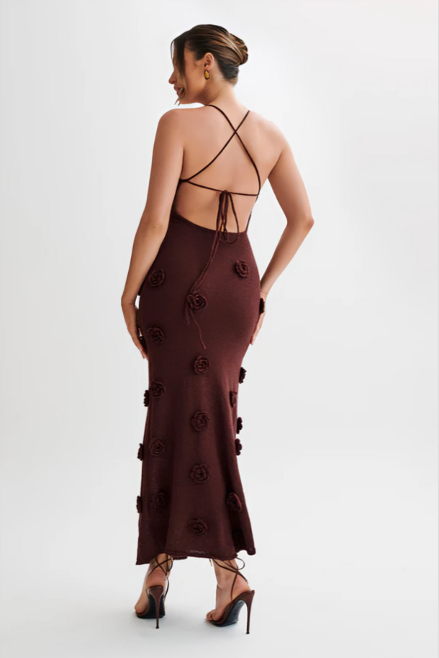 | Knitted slip dress with rosette detail