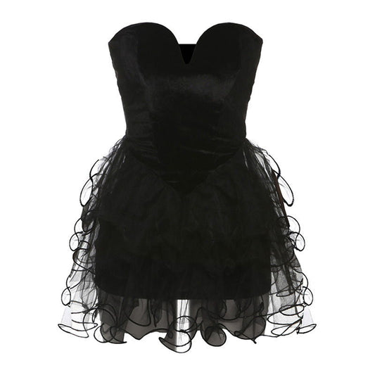 Elegant Backless Dress puffy dress Slim Tube Top Dress