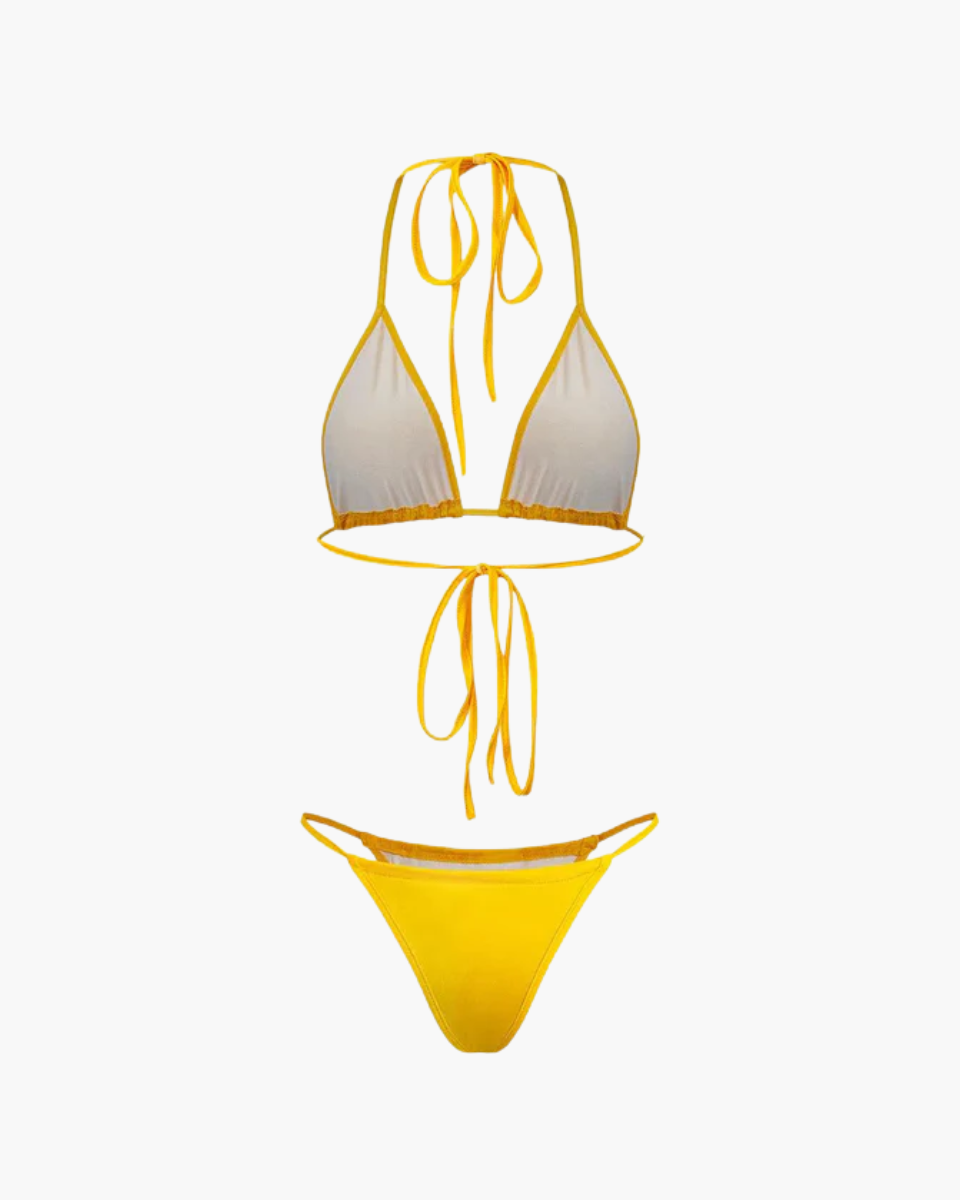 | Three-piece mesh wrap bikini set