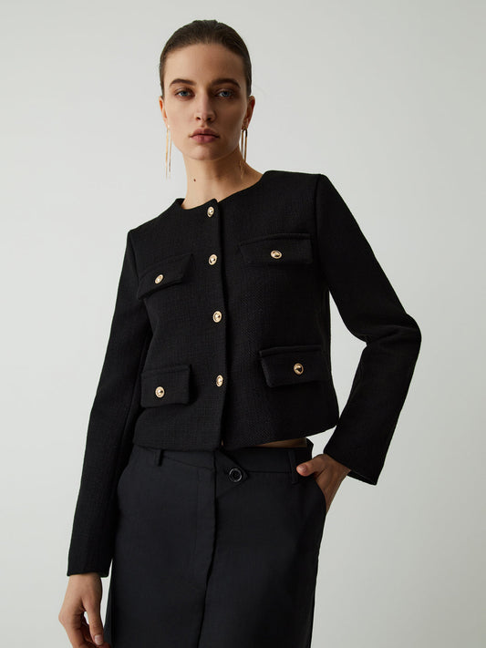 Vintage Button Graceful Tweed Blazer