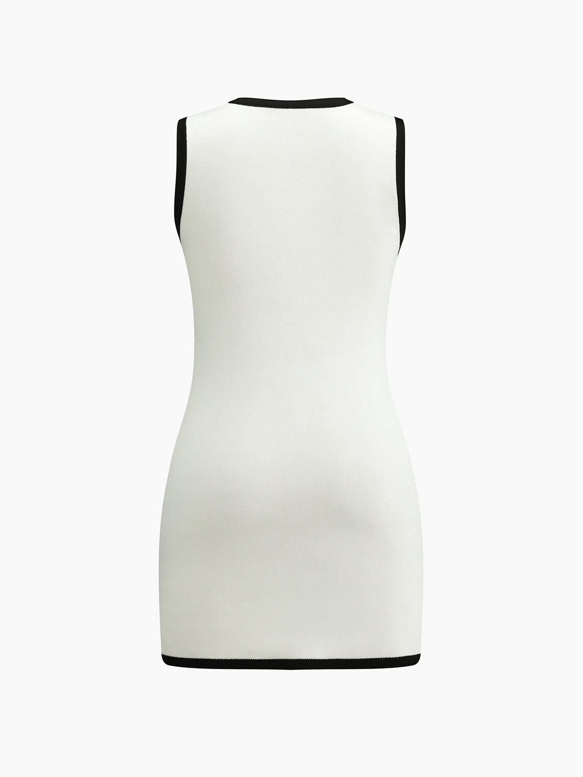 Pearl Button Contrast Trim Mini Dress
