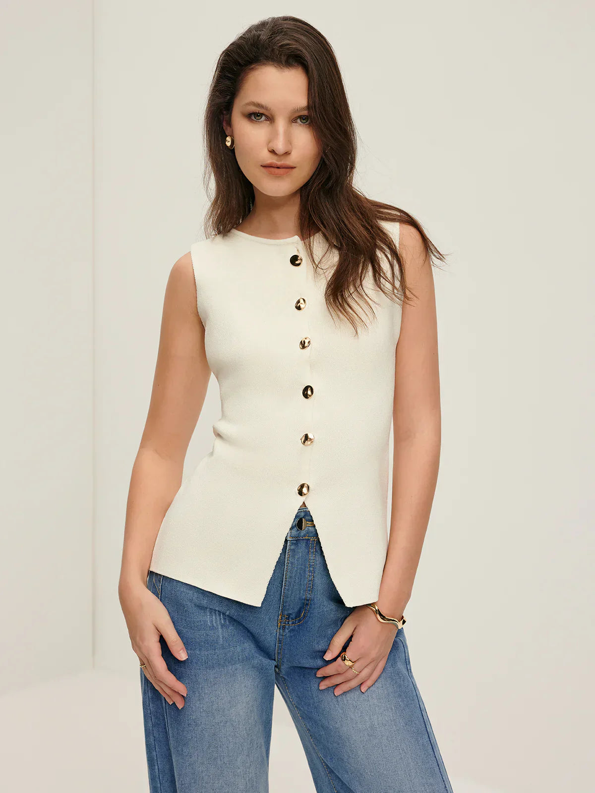 Atelier Knit Vest | Button Front | Split Hem