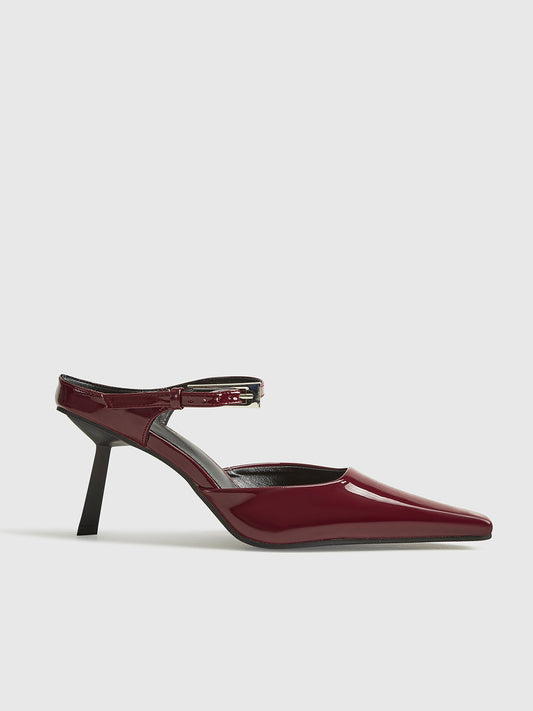 Pointed-Toe Kitten Heel Mules