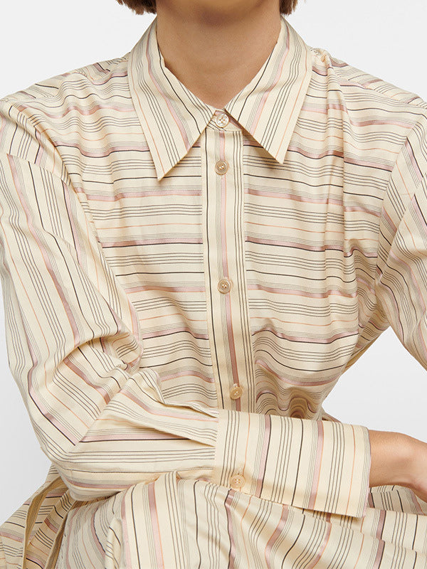 Shirt Dresses Button Up Belted Irregular Daily Casual Midi Dress
