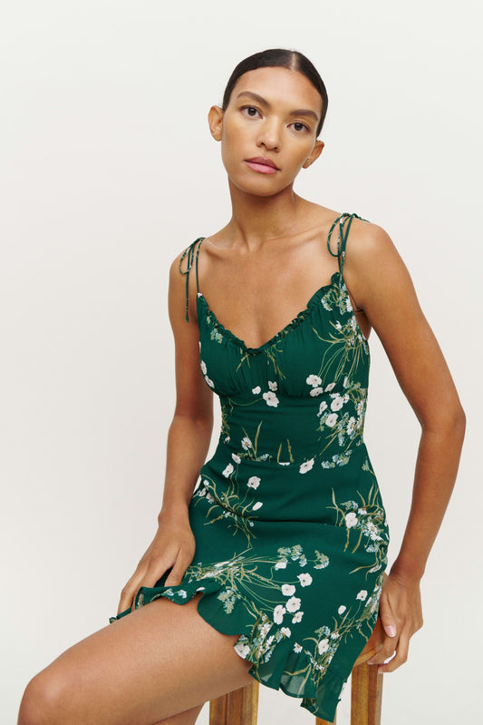 Floral Cami V-Neck Ruffle Mini Dress
