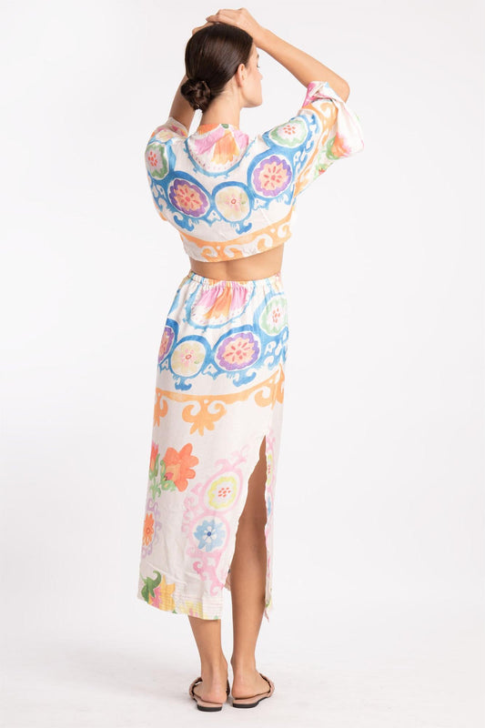 Floral Cut-Out Mid Sleeve Midi Dress