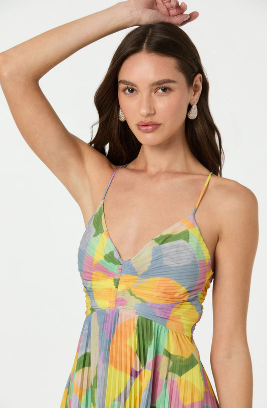 | Multicolour Pleated Midi Dress
