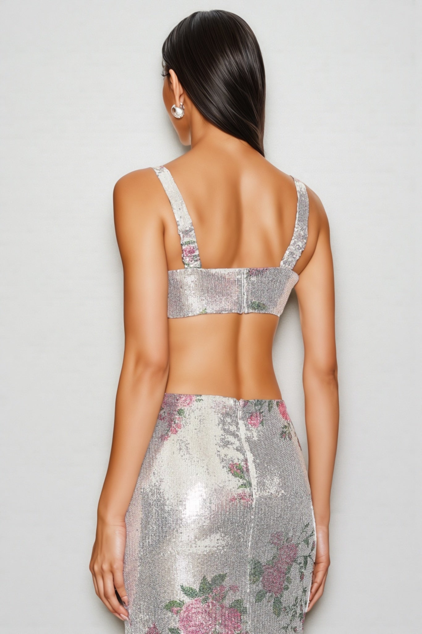 Orinthia Floral Sequin High Waist Maxi Dress