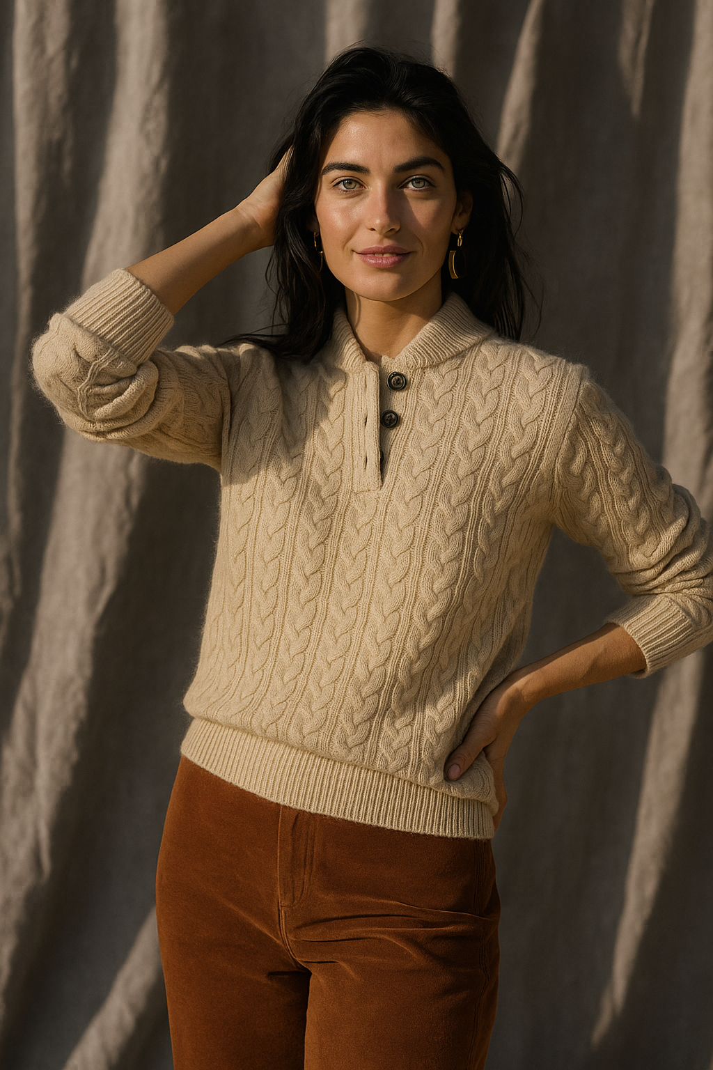 | Cashmere Button-Up Sweater