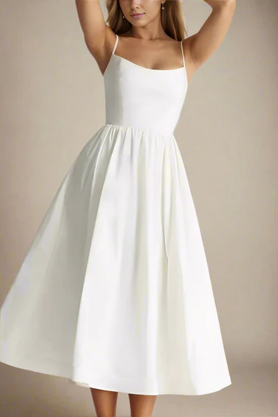 | Satin Finish Midi Dress