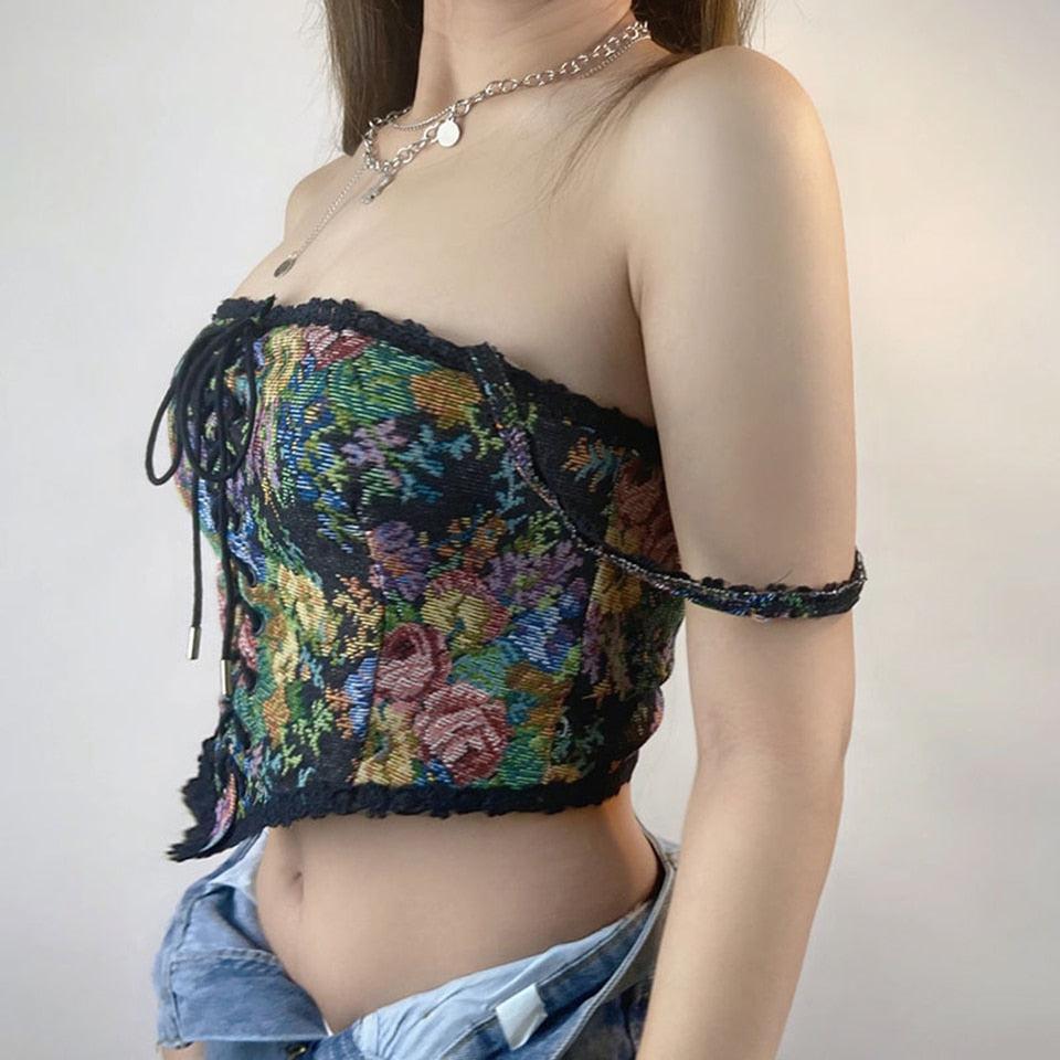 Cottagecore Lace Detailed Corset Top