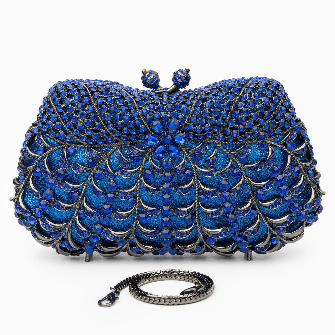 Blue Rhinestones Clutch Bag by Alyssa
