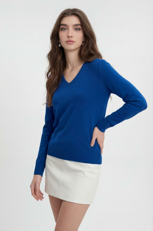 Cashmere V-Neck Sweater | Long Sleeve Knit, Slim Fit, Seamless Finish