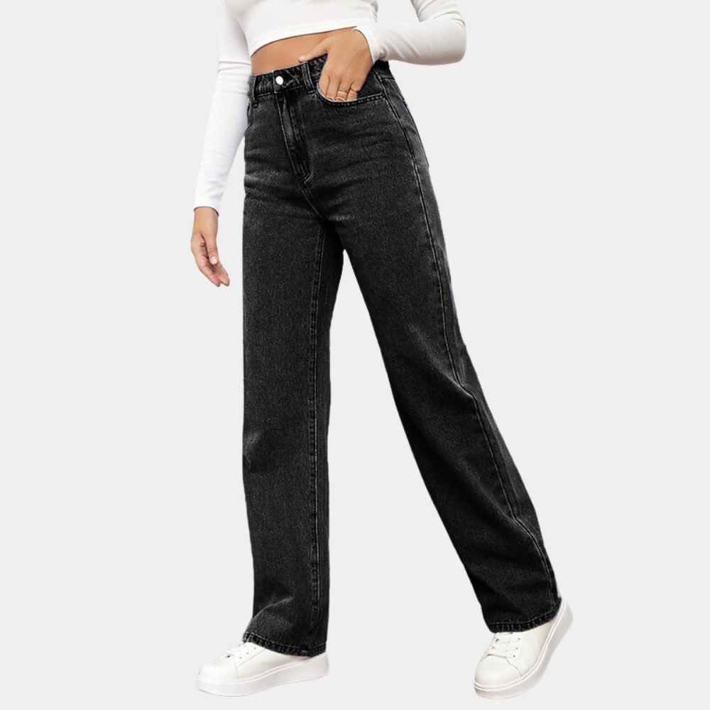 Women High Waist Straight Jeans