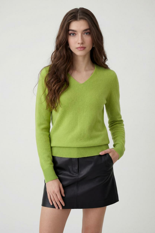 Cashmere V-Neck Sweater | Long Sleeve Knit, Slim Fit, Seamless Finish