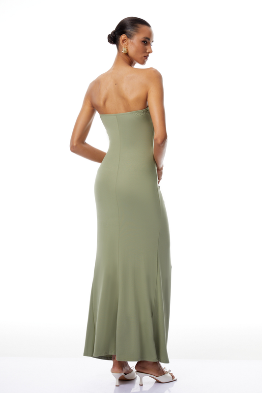 Off Shoulder Ruched Maxi Dress