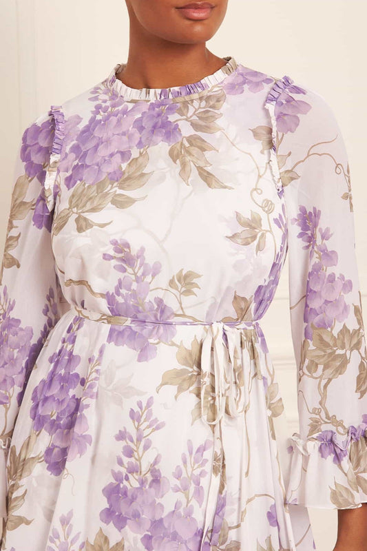 Floral Ruffle Round Neck Mini Dress