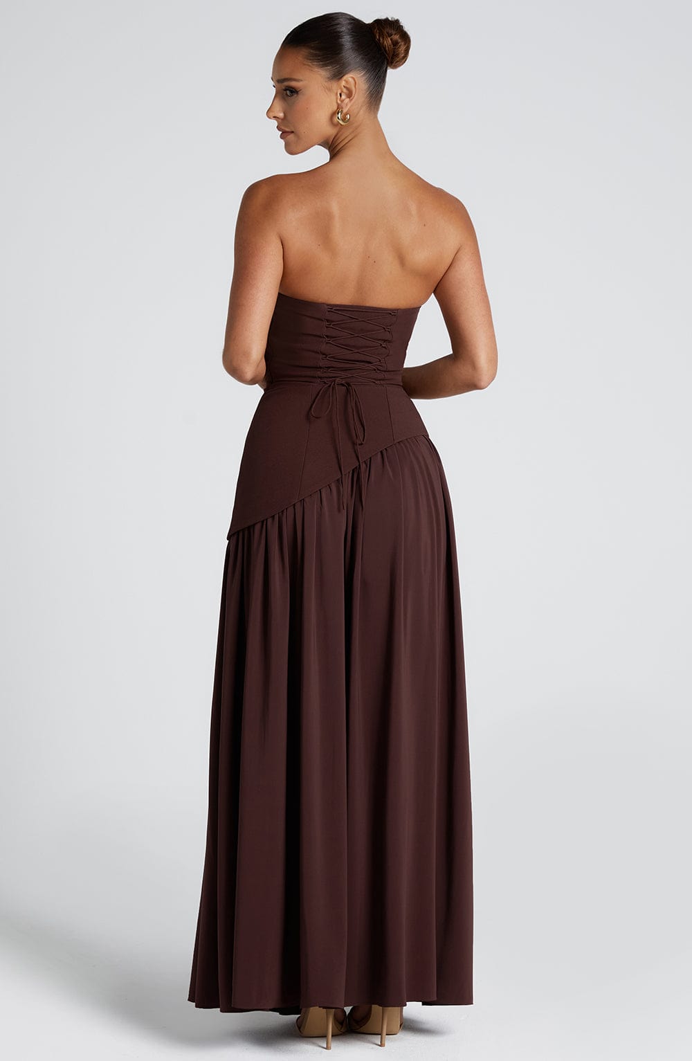 | Sculpted Contrast Strapless Evening Dress