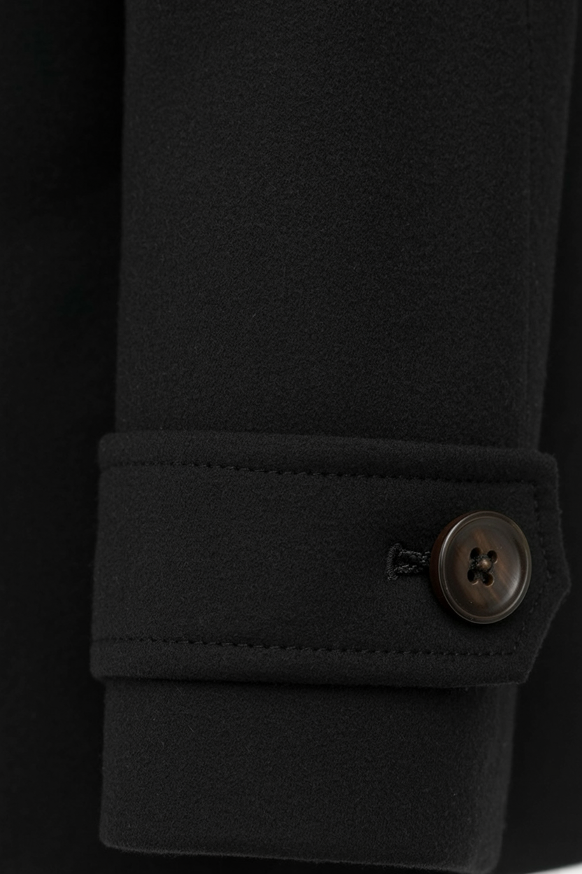 Belted Mid-Length Coat | Gold-Tone Buttons, Notched Lapel, Slim Fit