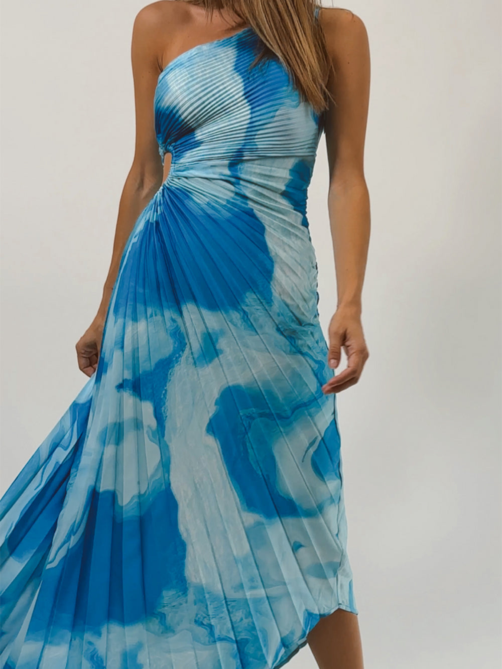 Ocean Breeze-One Shoulder Dress