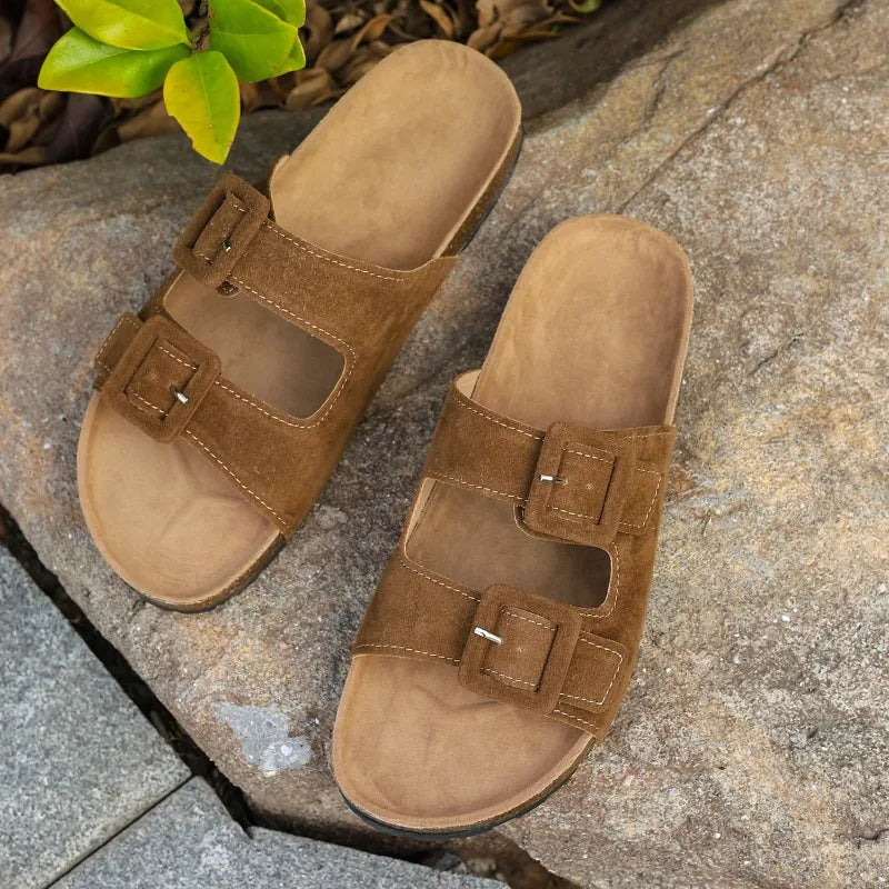Women's Non-Slip Suede Flip-Flops – Beach & Outdoor Comfort Sandals