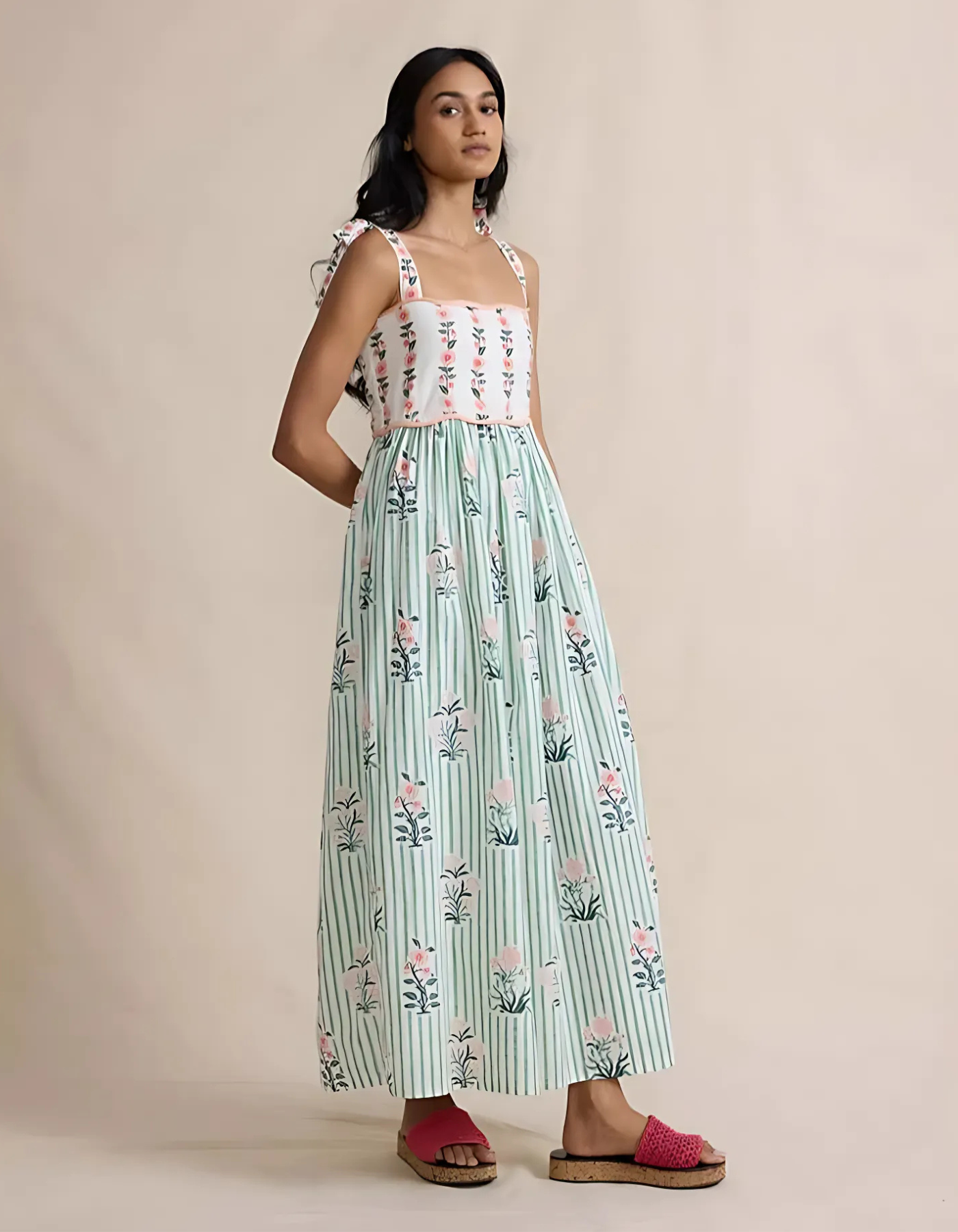 | Hand-block print maxi dress