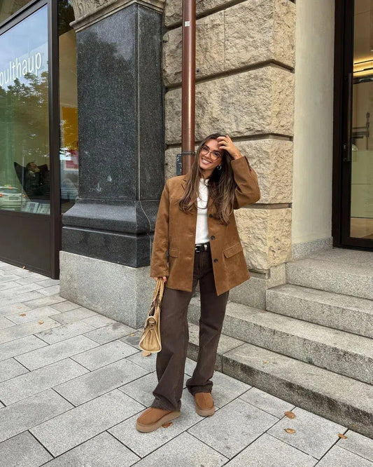 | Structured Shoulders Suede Blazer