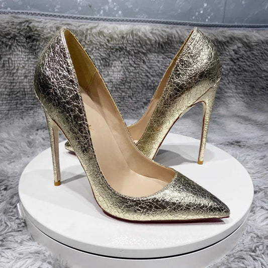 Matte Crocodile Effect Women Pointy Toe High Heel Wedding Party Shoes
