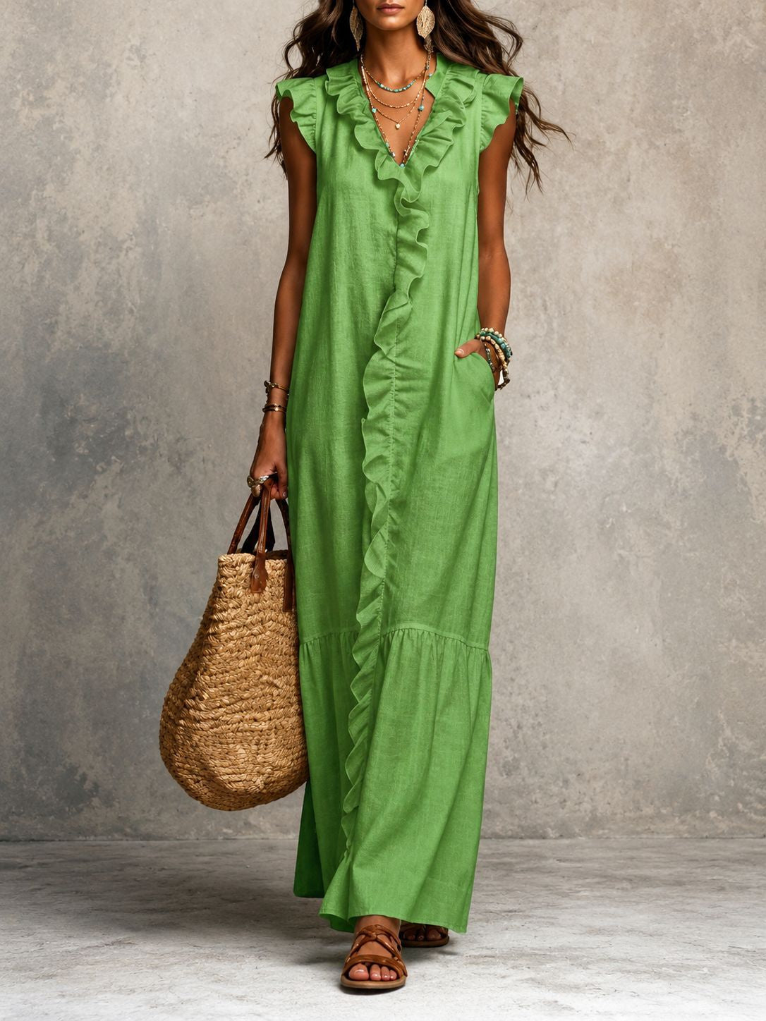 Solid Color Color-blocked Patchwork Versatile Dress