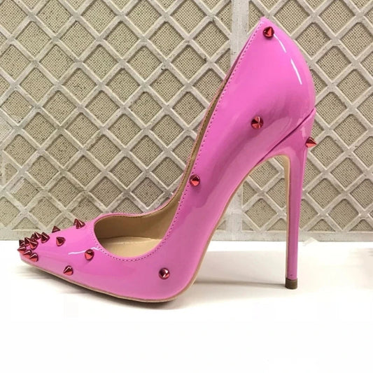 Pink Pointy Toe High Heel Shoes with Spikes for Women