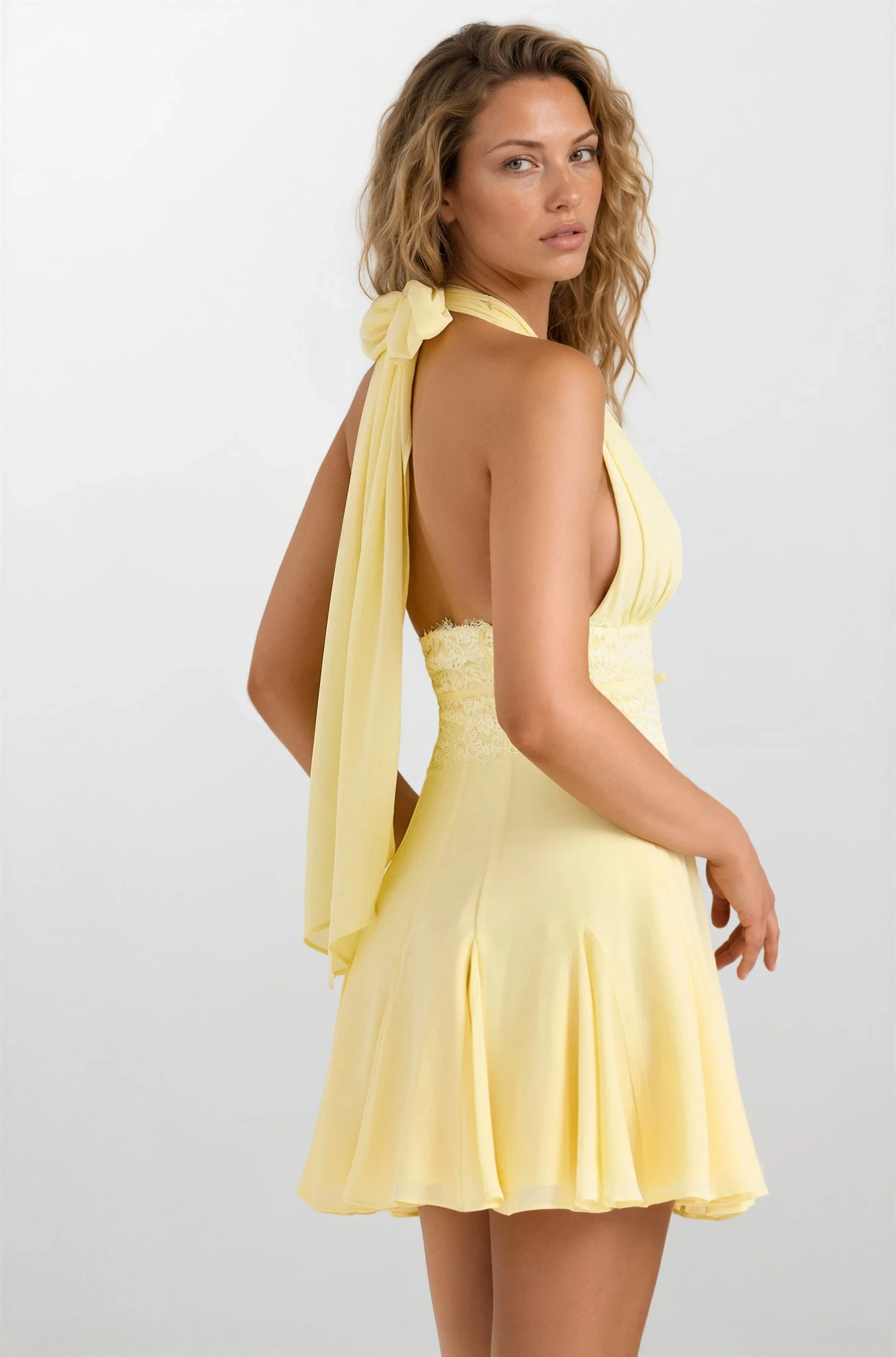 Magnolia | Women's Halter V-Neck Backless Mini Summer Dress