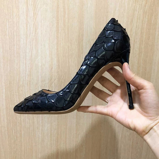 Crocodile-Effect Women Sexy Pointy Toe Stiletto Pumps
