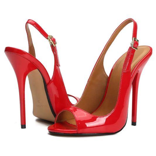 Peep Toe Patent Slingbacks Sandals with 13cm High Heel for Women
