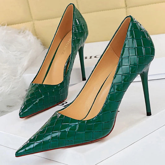 Serpentine High Heel Patent Leather Woman Pumps for Sexy Party Shoes