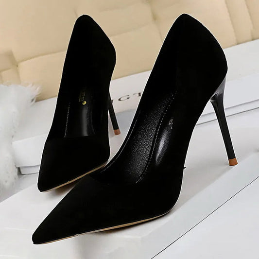 Suede High Heel Pumps - Fashionable Office and Party Shoes