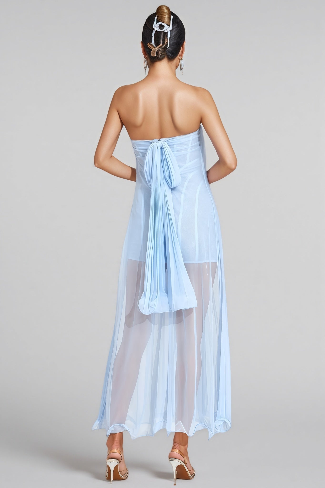 Nick Blue Mesh Midi Dress