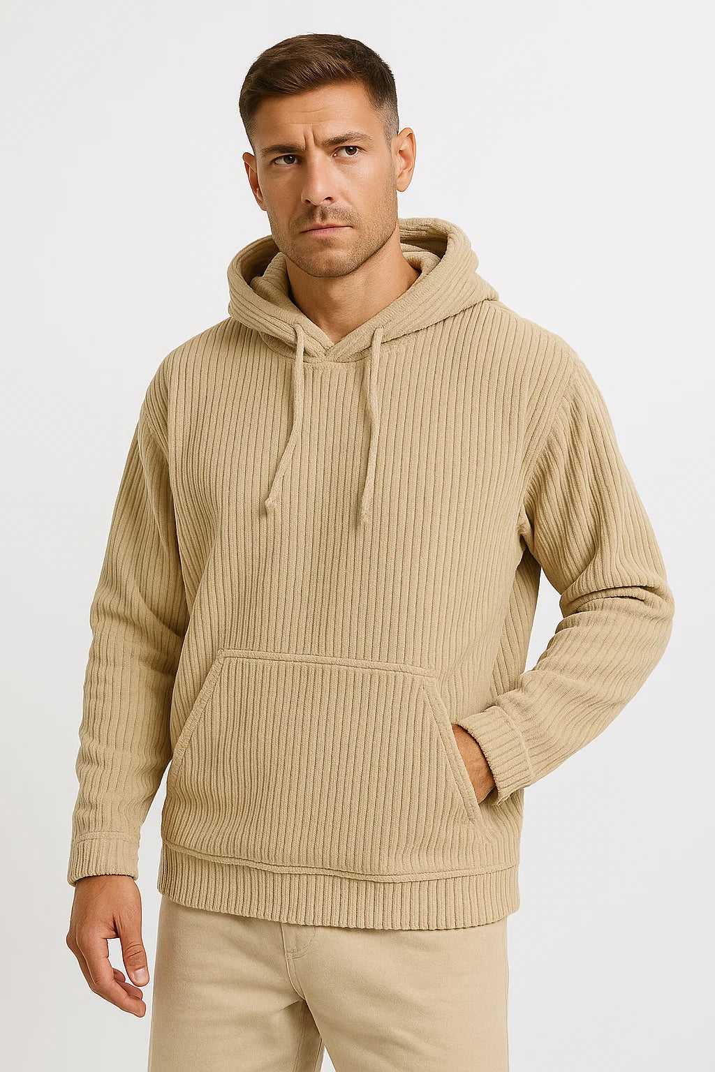 Men's Corduroy Hoodie | Relaxed Fit with Kangaroo Pocket