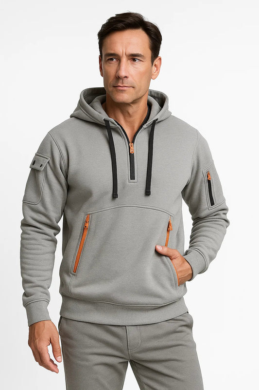 Men's Fleece Hoodie | Zip Detail | Maison Utility Knit