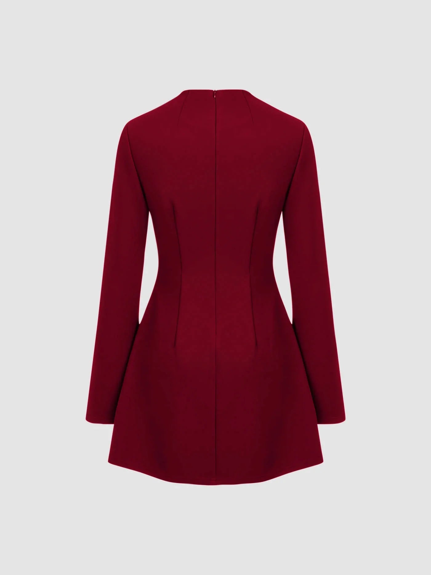 High Neck Solid Long Sleeve Mini Dress