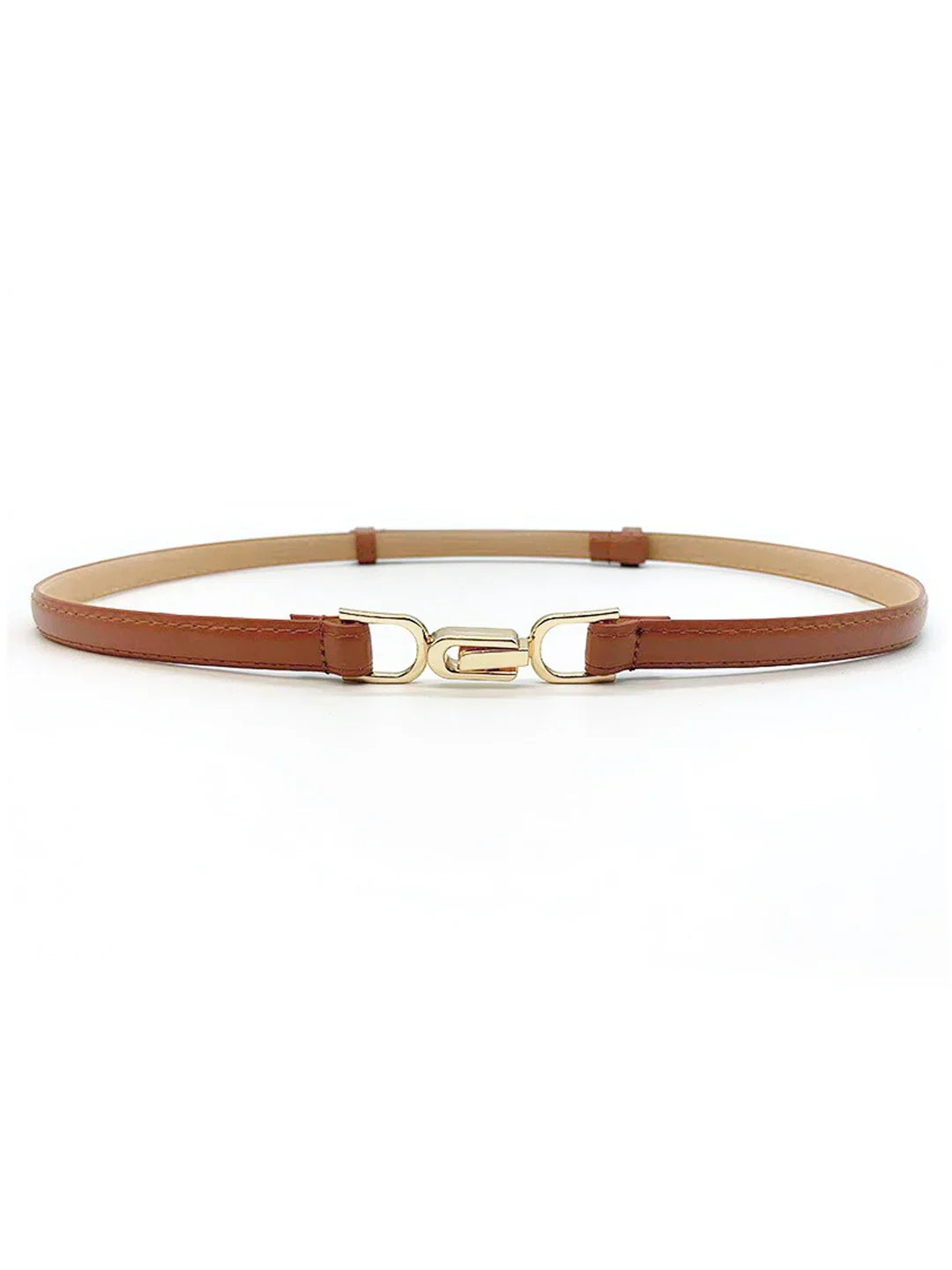 Minimalist Black Waist Belt with Gold Chain-Link Detail