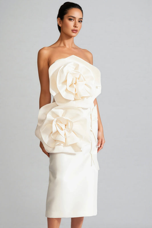 Roie 3D Flower Design Midi Dress