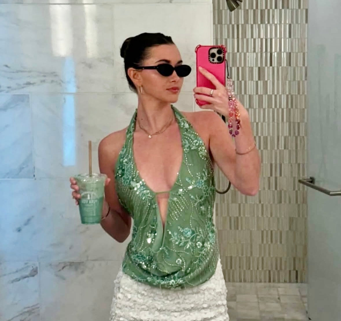 Sea Moss Embellished Top